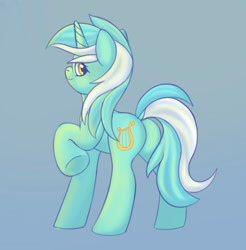 Size: 2058x2095 | Tagged: safe, artist:kutemango, lyra heartstrings, pony, unicorn, g4, butt, dock, female, high res, looking at you, looking back, looking back at you, mare, plot, rear view, simple background, solo, tail