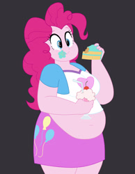 Size: 2098x2698 | Tagged: safe, artist:sweetandsofty, pinkie pie, human, equestria girls, g4, adorafatty, bbw, belly, belly button, breasts, cake, clothes, crumbs, cupcake, cute, diapinkes, eating, fat, food, frosting, happy, high res, jacket, messy eating, midriff, milkshake, obese, piggy pie, pudgy pie, skirt, sundae, thighs
