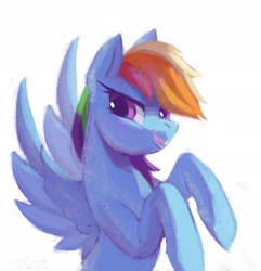 Size: 1977x2048 | Tagged: safe, artist:hichieca, rainbow dash, pegasus, pony, g4, simple background, solo, white background