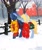 Size: 1707x2048 | Tagged: safe, artist:hichieca, oc, oc only, pegasus, pony, unicorn, bag, blushing, clothes, duo, fence, looking at each other, looking at someone, saddle bag, scarf, snow, snowfall, tree, winter