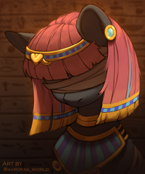 Size: 2500x3000 | Tagged: safe, artist:avroras_world, oc, oc only, oc:khattarah, earth pony, pony, accessory, bandage, commission, dark background, egyptian, egyptian pony, female, high res, icon, mare, short hair, short mane, simple background, solo