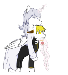 Size: 2000x2200 | Tagged: artist needed, oc name needed, source needed, safe, oc, oc only, oc:κασσάνδρα, alicorn, pony, 2023 community collab, derpibooru community collaboration, alicorn oc, duo, female, high res, horn, male, simple background, transparent background, wings