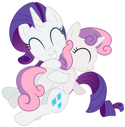 Size: 1464x1489 | Tagged: safe, artist:reconprobe, rarity, sweetie belle, pony, unicorn, g4, belle sisters, duo, female, hug, sibling love, siblings, simple background, sisterly love, sisters, transparent background