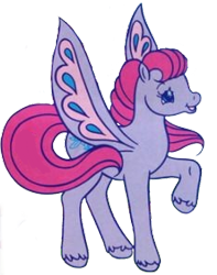 Size: 232x294 | Tagged: source needed, safe, wingsong, flutter pony, pony, g2, butterfly wings, happy, long hair, on a wing and a song, pink mane, purple coat, raised hoof, simple background, solo, transparent background, unshorn fetlocks, wings