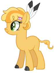 Size: 1076x1440 | Tagged: safe, artist:princess-kitsune-tsu, hybrid, base used, bisony, female, offspring, parent:braeburn, parent:little strongheart, parents:braeheart, simple background, solo, white background