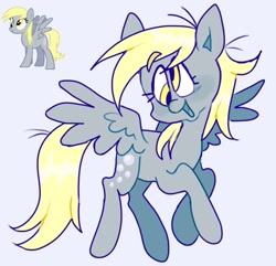 Size: 1728x1669 | Tagged: safe, artist:alexbeeza, derpy hooves, pegasus, pony, g4, 2022, abstract background, female, open mouth, open smile, screencap reference, simple background, smiling, solo, spread wings, wings