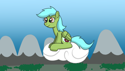 Size: 1920x1080 | Tagged: safe, artist:platinumdrop, oc, oc only, oc:sky flower, pegasus, pony, cloud, female, mare, sitting, solo