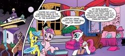 Size: 1334x603 | Tagged: safe, artist:andy price, idw, official comic, diamond rose, lemony gem, princess cadance, alicorn, pegasus, pony, unicorn, g4, neigh anything, spoiler:comic, spoiler:comic12, dialogue, female, mare, speech bubble, teen princess cadance, trio