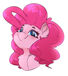 Size: 1600x1792 | Tagged: safe, artist:witchtaunter, pinkie pie, earth pony, pony, g4, blushing, bust, chest fluff, cute, ear fluff, eye clipping through hair, looking at you, portrait, simple background, solo, white background