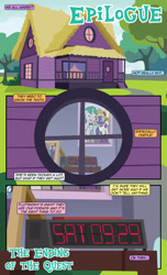Size: 1920x3168 | Tagged: safe, artist:alexdti, oc, oc only, oc:purple creativity, oc:star logic, pegasus, pony, unicorn, comic:quest for friendship, alarm clock, clock, comic, dialogue, high res, horn, house, implied fluttershy, looking at each other, looking at someone, open mouth, open smile, pegasus oc, smiling, unicorn oc, window