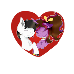 Size: 1000x1000 | Tagged: safe, artist:kathepart, oc, oc only, oc:kathepaint, pegasus, pony, unicorn, chest fluff, collar, couple, duo, freckles, hair bun, simple background, transparent background