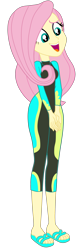 Size: 1100x3606 | Tagged: safe, artist:gmaplay, fluttershy, human, equestria girls, clothes, fluttershy's wetsuit, simple background, solo, swimsuit, transparent background, wetsuit