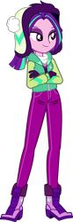 Size: 2000x6015 | Tagged: safe, artist:ajosterio, aria blaze, human, equestria girls, equestria girls specials, g4, my little pony equestria girls: better together, my little pony equestria girls: holidays unwrapped, ariabetes, boots, clothes, clothes swap, crossed arms, cute, female, gloves, hat, long sleeves, pants, shoes, simple background, solo, transparent background, winter hat, winter outfit, zipper