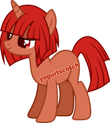 Size: 900x1003 | Tagged: safe, artist:amashirou, oc, oc only, oc:burning mockingjay, pony, unicorn, full body, hooves, horn, lidded eyes, signature, simple background, smiling, solo, standing, transparent background, unicorn oc, watermark