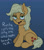 Size: 1600x1829 | Tagged: safe, artist:doodledonutart, applejack, earth pony, pony, g4, bags under eyes, blue background, chest fluff, dialogue, dishevelled, exhausted, messy mane, simple background, solo, tired