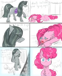 Size: 1100x1350 | Tagged: safe, artist:vera2002, marble pie, pinkie pie, earth pony, pony, g4, comic, crying, duo, female, syringe