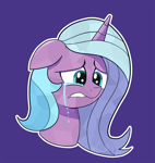 Size: 1920x2022 | Tagged: safe, artist:feralroku, radiant hope, crystal pony, pony, unicorn, idw, bust, crying, floppy ears, lip bite, sad, simple background, solo, tears of pain
