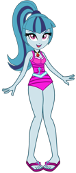 Size: 1139x2561 | Tagged: safe, artist:ajosterio, sonata dusk, human, equestria girls, g4, adorasexy, bare shoulders, bikini, clothes, clothes swap, cute, female, legs, looking at you, open mouth, ponytail, sandals, sexy, simple background, sleeveless, smiling, smiling at you, solo, swimsuit, swimsuit swap, transparent background