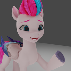Size: 1920x1920 | Tagged: safe, zipp storm, pegasus, pony, g5, my little pony: a new generation, 3d, adorazipp, bust, cute, female, gray background, grin, mare, simple background, smiling, solo