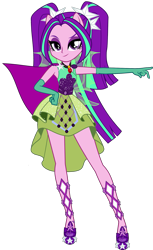 Size: 1187x1939 | Tagged: safe, artist:ajosterio, aria blaze, human, equestria girls, g4, ariabetes, bare shoulders, clothes, clothes swap, cute, female, fin wings, fins, gem, jewelry, lidded eyes, looking at you, necklace, ponied up, pony ears, ponytails, simple background, siren gem, skirt, sleeveless, smiling, solo, super ponied up, transparent background, wings