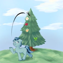 Size: 4096x4096 | Tagged: safe, artist:felldeal, rufus, earth pony, pony, series:daily drawing december, g5, christmas, holiday, magic wand, male, solo, stallion, tree