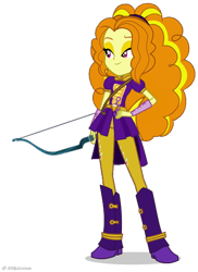 Size: 400x549 | Tagged: safe, artist:ajosterio, adagio dazzle, human, equestria girls, g4, my little pony equestria girls: friendship games, bow (weapon), clothes swap, reflex bow, simple background, solo, transparent background