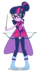 Size: 400x732 | Tagged: safe, artist:ajosterio, sci-twi, twilight sparkle, human, equestria girls, g4, my little pony equestria girls: friendship games, arrow, bow (weapon), bow and arrow, clothes swap, female, glasses, looking at you, simple background, smiling, smiling at you, solo, transparent background, weapon