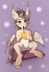 Size: 2325x3410 | Tagged: safe, artist:midnightflight, oc, oc only, oc:dima, pegasus, pony, belly, belly button, bubble tea, drinking, high res, looking at you, pegasus oc, simple background, solo
