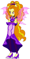 Size: 1023x1992 | Tagged: safe, artist:ajosterio, adagio dazzle, human, equestria girls, equestria girls specials, g4, my little pony equestria girls: dance magic, clothes, clothes swap, dress, female, fin wings, fins, flamenco dress, gem, high heels, jewelry, necklace, pants, ponied up, pony ears, ruby, shoes, simple background, sleeveless, smiling, solo, sunset shimmer flamenco dress, transparent background, wings