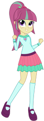 Size: 1076x2931 | Tagged: safe, artist:ajosterio, sour sweet, human, equestria girls, g4, casual, clothes, female, freckles, heart, long sleeves, looking up, ponytail, shirt, shoes, simple background, skirt, smiling, socks, solo, transparent background