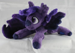 Size: 3012x2148 | Tagged: safe, artist:bastler, oc, oc only, oc:midnight purple, bat pony, pony, bat pony oc, colored hooves, colored muzzle, high res, irl, male, photo, plushie