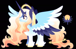 Size: 1920x1245 | Tagged: safe, artist:kabuvee, oc, alicorn, pony, alicorn oc, black background, horn, male, simple background, solo, stallion, wings