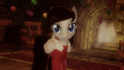 Size: 1920x1080 | Tagged: safe, artist:midnightdanny, oc, oc only, oc:midnight harmony, pegasus, pony, 3d, christmas, fireplace, holiday, looking at you, solo, source filmmaker