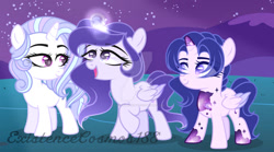 Size: 1024x569 | Tagged: safe, artist:existencecosmos188, oc, alicorn, pony, alicorn oc, base used, deviantart watermark, eyelashes, horn, night, obtrusive watermark, smiling, stars, watermark, wings