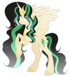 Size: 1760x1912 | Tagged: safe, artist:existencecosmos188, oc, oc only, alicorn, pony, alicorn oc, deviantart watermark, eye clipping through hair, horn, obtrusive watermark, raised hoof, rear view, simple background, solo, transparent background, watermark, wings
