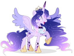 Size: 3010x2294 | Tagged: safe, artist:existencecosmos188, oc, oc:existence, alicorn, pony, alicorn oc, base used, deviantart watermark, ethereal mane, horn, obtrusive watermark, simple background, smiling, starry mane, transparent background, watermark, wings