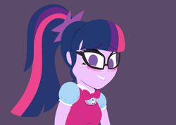 Size: 7016x4961 | Tagged: safe, artist:realgero, sci-twi, twilight sparkle, human, equestria girls, g4, blushing, looking at you, simple background, solo
