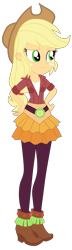 Size: 1600x5584 | Tagged: safe, artist:gmaplay, applejack, human, equestria girls, g4, my little pony equestria girls: friendship games, female, hand on hip, high res, school spirit, simple background, smiling, solo, transparent background, vector