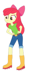 Size: 1900x4249 | Tagged: safe, artist:gmaplay, apple bloom, human, equestria girls, g4, belt, boots, bow, clothes, female, hair bow, shirt, shoes, shorts, simple background, solo, transparent background, vector
