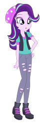 Size: 1800x5281 | Tagged: safe, artist:gmaplay, starlight glimmer, human, equestria girls, equestria girls specials, g4, my little pony equestria girls: mirror magic, beanie, clothes, eyebrows, female, fist, grin, hat, high res, simple background, smiling, solo, torn clothes, transparent background
