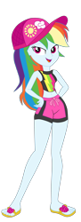 Size: 1900x5242 | Tagged: safe, artist:gmaplay, rainbow dash, human, equestria girls, equestria girls specials, g4, my little pony equestria girls: better together, my little pony equestria girls: forgotten friendship, bare shoulders, clothes, cute, dashabetes, sandals, simple background, sleeveless, solo, swimming trunks, swimsuit, transparent background