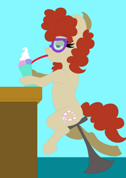 Size: 2048x2888 | Tagged: safe, artist:duran301, twist, earth pony, pony, g4, drinking, female, glasses, high res, mare, milkshake, older twist, simple background, sitting, stool