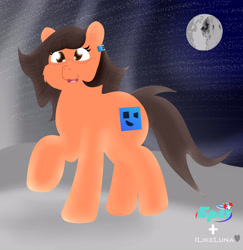 Size: 6085x6250 | Tagged: safe, artist:epsipeppower, artist:ilikeluna, oc, oc:robertapuddin, earth pony, pony, moon, raised hoof, solo