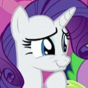 Size: 181x181 | Tagged: safe, screencap, rarity, spike, dragon, pony, unicorn, g4, what about discord?, cropped, horn, imminent laugh, imminent laughter, lip bite, offscreen character