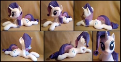 Size: 2406x1240 | Tagged: safe, artist:littlefairyswonders, rarity, pony, irl, lying down, photo, plushie, prone, solo