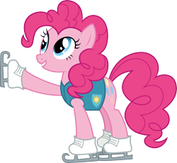 Size: 3261x3000 | Tagged: safe, artist:cloudy glow, pinkie pie, earth pony, pony, g4, winter wrap up, .ai available, high res, ice skates, simple background, solo, transparent background, vector