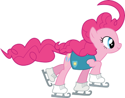 Size: 3808x3000 | Tagged: safe, artist:cloudy glow, pinkie pie, earth pony, pony, g4, winter wrap up, .ai available, high res, ice skates, simple background, solo, transparent background, vector