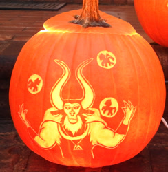 Size: 1716x1755 | Tagged: safe, artist:mazetemporal, lord tirek, g4, halloween, holiday, irl, jack-o-lantern, photo, pumpkin, solo