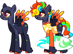Size: 1493x1113 | Tagged: safe, artist:kurosawakuro, oc, pegasus, pony, base used, colored wings, female, mare, multicolored wings, offspring, parent:rainbow dash, parent:soarin', parents:soarindash, simple background, solo, surfboard, transparent background, wings