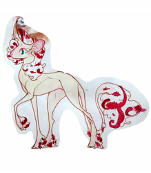Size: 2367x2700 | Tagged: safe, artist:cherryseas, oc, pony, unicorn, high res, horn, leonine tail, raised hoof, simple background, solo, tail, traditional art, unicorn oc, white background